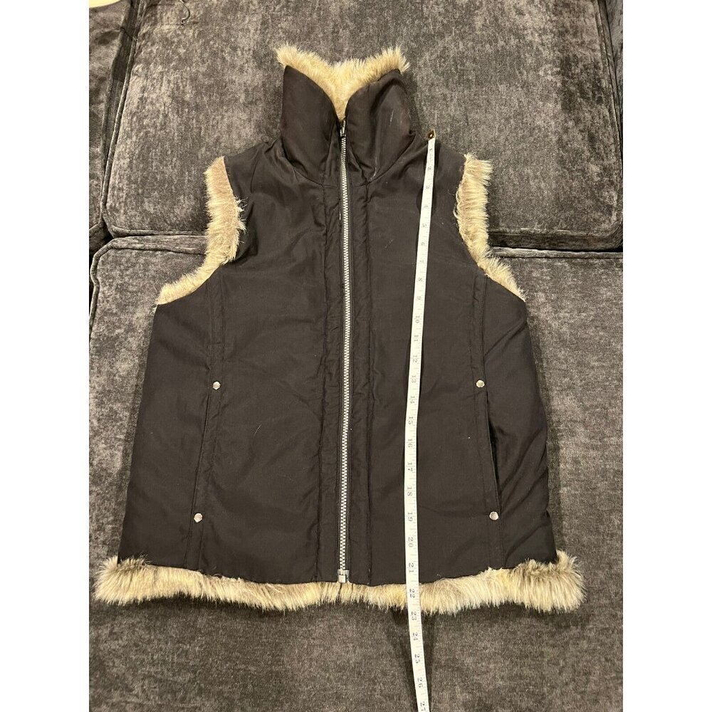 Faux Fur Women's Reversible Vest Black Contemporary Warm Feminine Plush Fuzzy - Picture 8 of 8